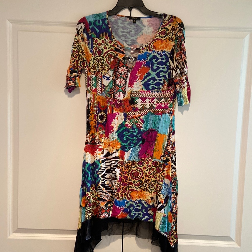 Nwot Cupio Colorful Patchwork Pattern Asymmetric … - image 8